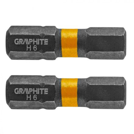 Graphite torziós ütvecsavarozó bit, hatlapú, 6x25mm, (2db/csomag)
