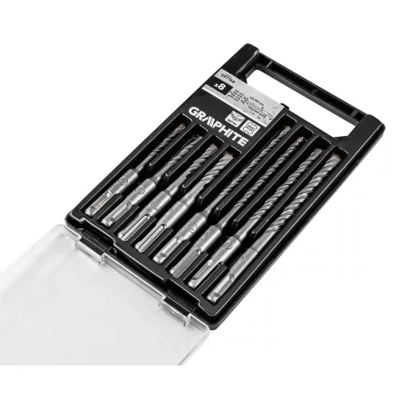 Graphite betonfúró készlet, SDS PLUS, 2 élű, dupla spirálos, 5-10mm (8db/készlet) 