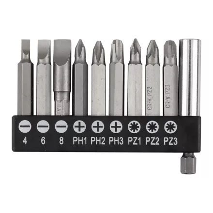 Graphite csavarhúzó bitkészlet mágneses szárral 50mm (10db/készlet) 