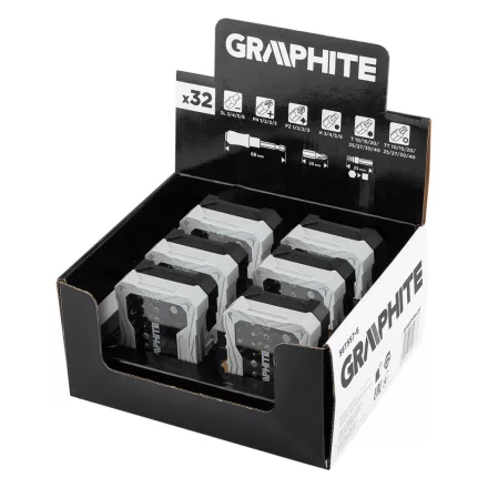 Graphite csavarhúzó bitkészlet 56T557 displayben (6db/készlet)