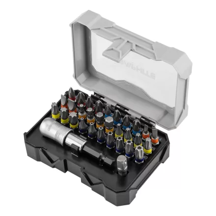 Graphite csavarhúzó bitkészlet 25mm, mágneses szárral műanyag tokban (32db/készlet)