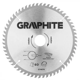 Graphite körfűrészlap, 60 fogas, 200x30mm