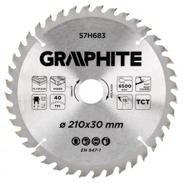   Graphite körfűrészlap, keményfém fogakkal, 210 x 30 mm, 40 fog