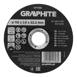   Graphite vágókorong fémhez, alumínium oxid 115x1x22,2 INOX 41 A60-T-BF