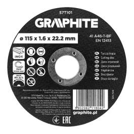   Graphite vágókorong fémhez, alumínium oxid 115x1,6x22,2 INOX 41 A46-T-BF