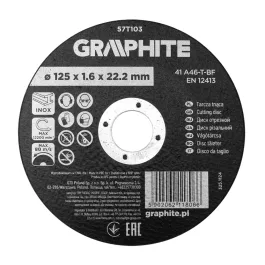   Graphite vágókorong fémhez, alumínium oxid 125x1,6x22,2 INOX 41 A46-T-BF