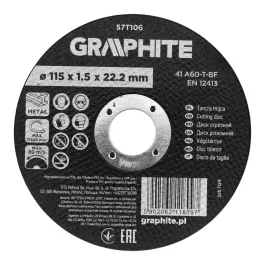   Graphite vágókorong fémhez, alumínium oxid 115x1,5x22,2  41 A60-T-BF