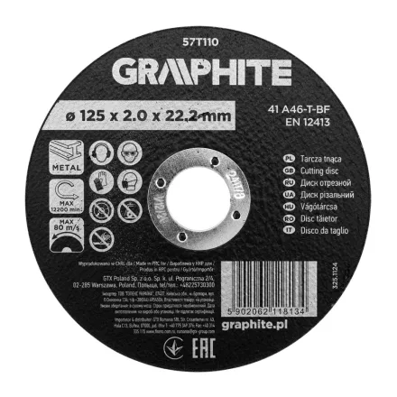 Graphite vágókorong fémhez, alumínium oxid 125x2x22,2  41 A46-T-BF