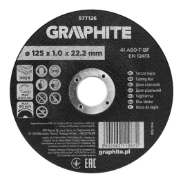   Graphite vágókorong fémhez, korund 125x1x22,2 INOX 41 A60-T-BF (110db/csomag)