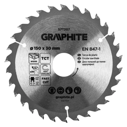 Graphite körfűrészlap, keményfém  fogakkal, 150 x 30mm, 30 fog