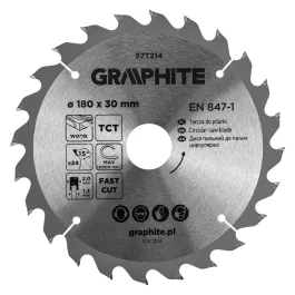   Graphite körfűrészlap, keményfém  fogakkal, 180 x 30mm, 24 fog