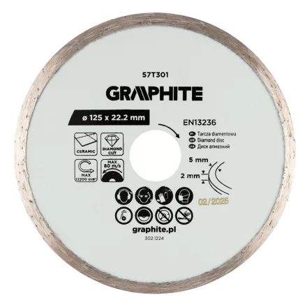 Graphite gyémánt vágókorong 125x22,2mm, vizes