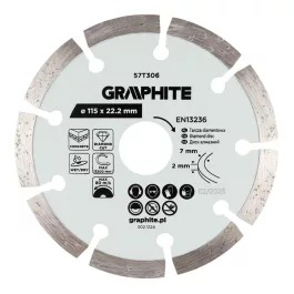   Graphite gyémánt vágókorong 115x22,2mm, szegmenses, száraz és vizes