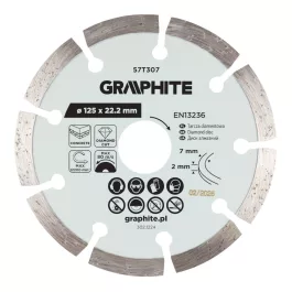   Graphite gyémánt vágókorong 125x22,2mm, szegmenses, száraz