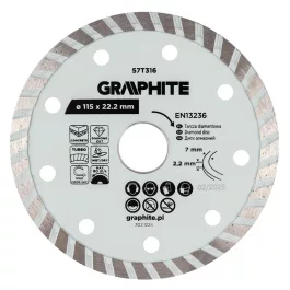   Graphite gyémánt vágókorong 115x22,2mm, turbo, száraz és vizes