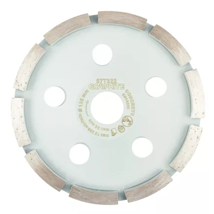 Graphite gyémánt csiszolókorong 125x22,2mm, szegmenses, 1 soros, száraz