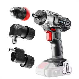   Graphite akkus fúró csavarozó, energy+ 18v, 3 levehető tokmánnyal 10 mm, egyenes, sarok, perem. akku nélkül!