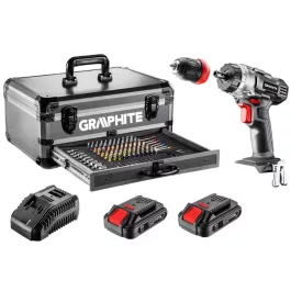   Graphite akkus fúrógép készlet, Energy+, 18V, kiegészítőkkel, kofferben