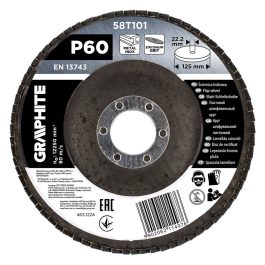   Graphite csiszolókorong lamellás 125x22,2mm, P60 inox, fém, fa