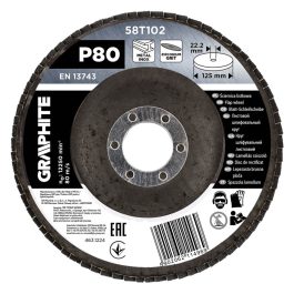   Graphite csiszolókorong lamellás 125x22,2mm, P80 inox, fém, fa