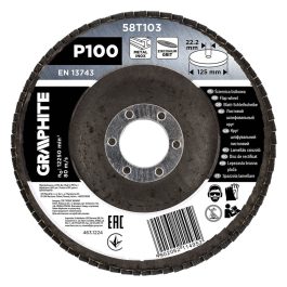   Graphite csiszolókorong lamellás 125x22,2mm, P100 inox, fém, fa