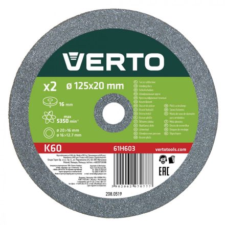 Verto köszörűkorong 125mm (2db/csomag)