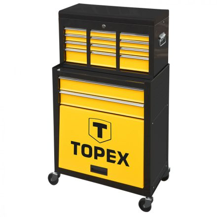 Topex műhelykocsi fém, 6 fiók + tároló rekesz, 100x33x61,5cm, szerszámkocsi