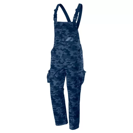 Neo kantáros munkanadrág tengerészkék terepmintás, CAMO Navy, 60% pamut + 40% poliészter, XS