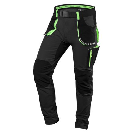 Neo munkásnadrág, Premium, 4 irányban önbeálló anyag, fekete-zöld, XL