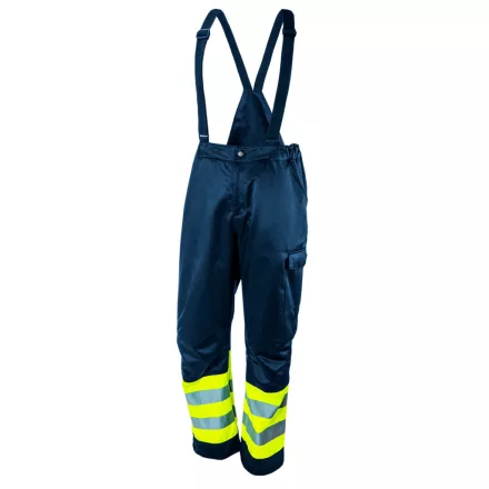 Neo kantáros munkásnadrág, lélegző, 240gsm, polyester+pamut, tengerészkék, fényvisszaverő csíkokkal, M