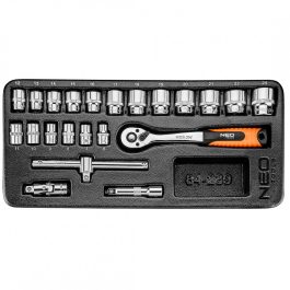   Neo dugókulcskészlet 3/8", 6-24mm, műhelykocsitálcával (22db/készlet)