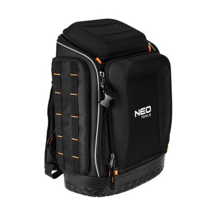 Neo szerszámos hátizsák, fekete, 20l, erősített 600D poliészter, kívül 7 zseb, belül 19 zseb