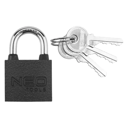 Neo lakat 30mm, festett öntvény-acél, időjárásálló, 3 kulccsal, 
