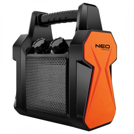 Neo ipari ptc elektromos kerámia hősugárzó 2 kw, termosztát, levehető fogantyú, borulásvédelem,139 m3/h