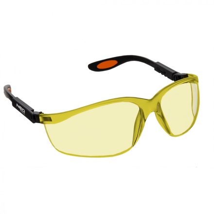 Neo munkavédelmi szemüveg, sárga polikarbonát lencse, állítható keret
