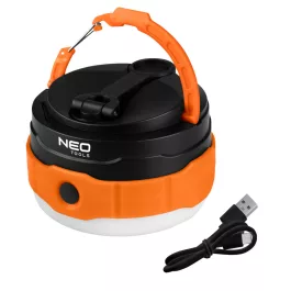   Neo akkus 3az1-ben Kempinglámpa/zseblámpa/powerbank, 500lm, 3,7V/2000mAh, USB és kézi tekerődinamós töltés