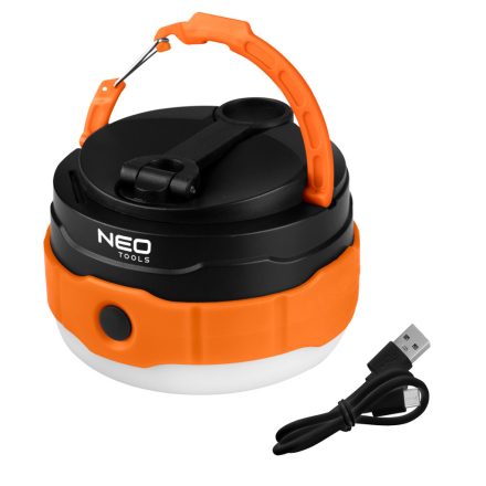 Neo akkus 3az1-ben Kempinglámpa/zseblámpa/powerbank, 500lm, 3,7V/2000mAh, USB és kézi tekerődinamós töltés